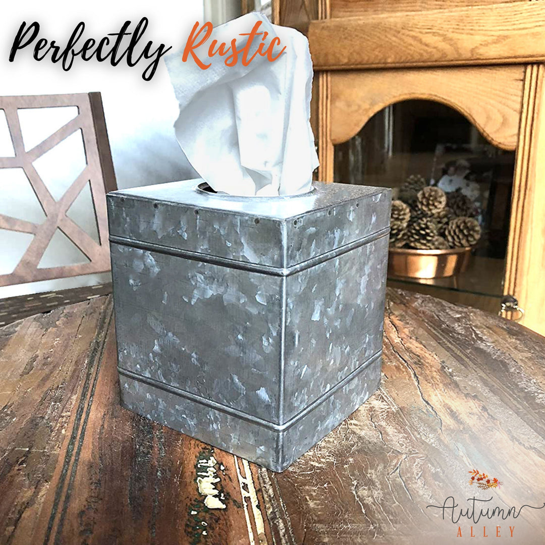 Galvanized Metal Square Tissue Box
