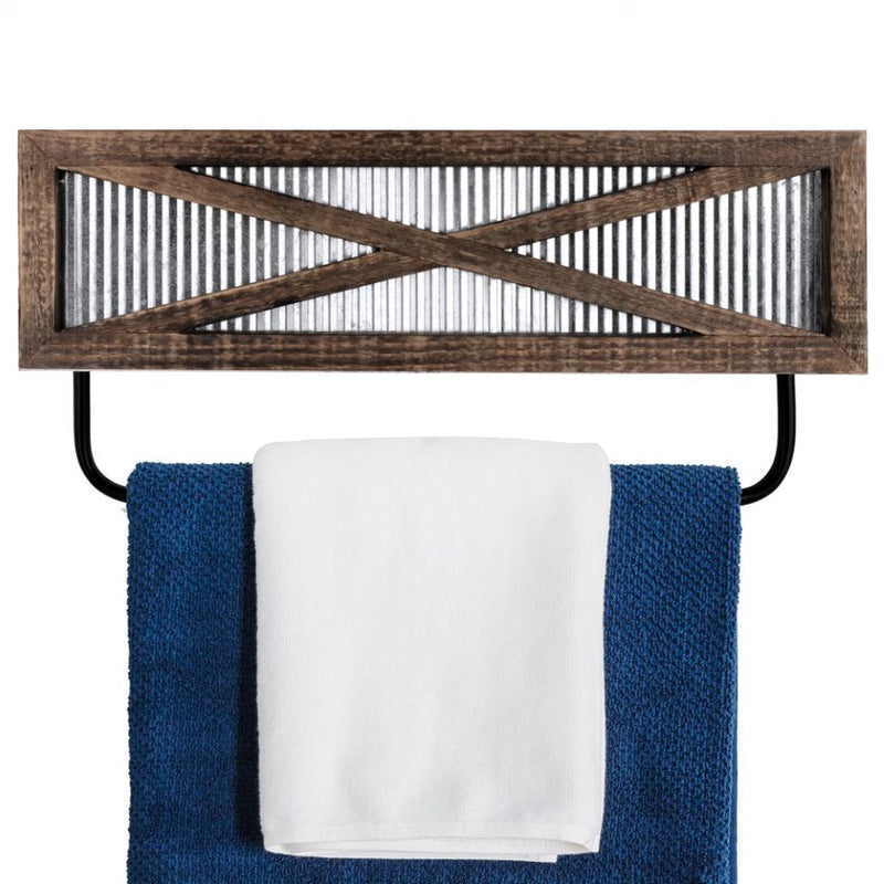 Barn Door Towel Rack with Shelf