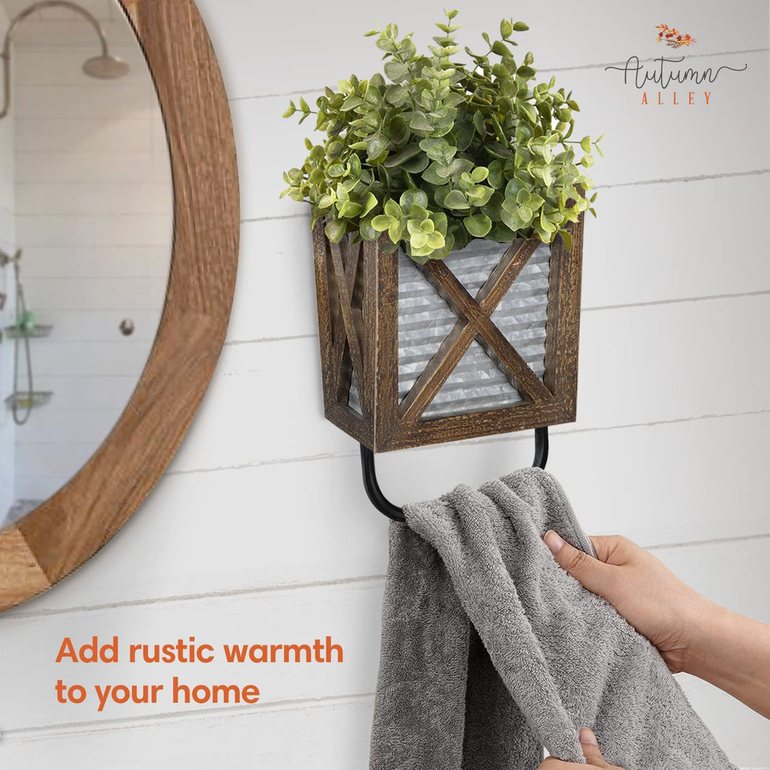 Rustic high quality hand towel holder with shelf