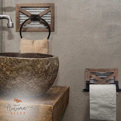 Galvanized Barn Door Bathroom Towel Ring
