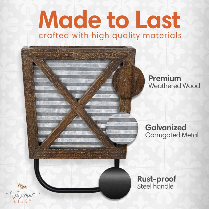 Autumn Alley Rustic Barn Door Paper Towel Holder - Wood And Galvanized Metal Wall Mount For Kitchen Autumn Alley Rustic Barn Door Paper Towel Holder - Wood And Galvanized Metal Wall Mount For Kitchen